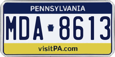 PA license plate MDA8613