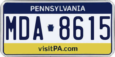 PA license plate MDA8615