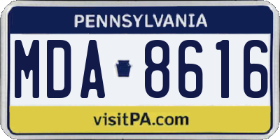 PA license plate MDA8616