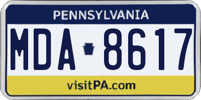 PA license plate MDA8617