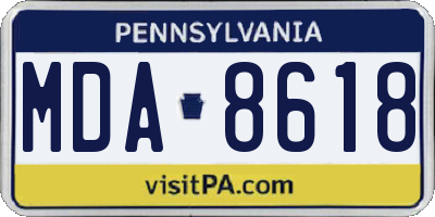 PA license plate MDA8618