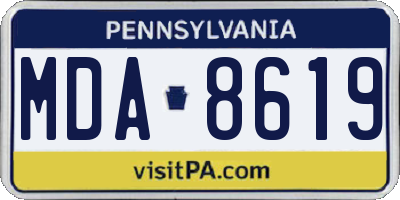PA license plate MDA8619
