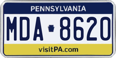 PA license plate MDA8620
