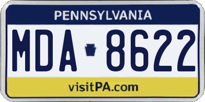 PA license plate MDA8622