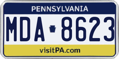 PA license plate MDA8623