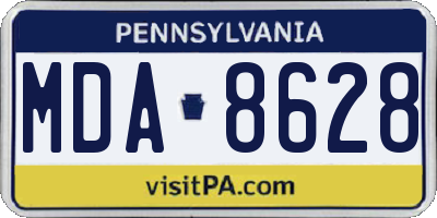 PA license plate MDA8628