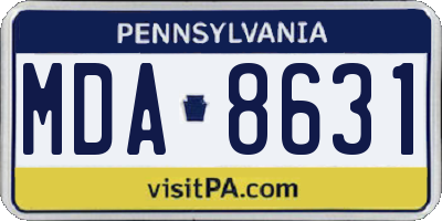 PA license plate MDA8631