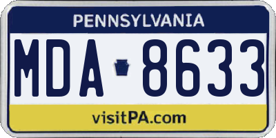 PA license plate MDA8633