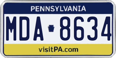 PA license plate MDA8634