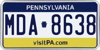 PA license plate MDA8638