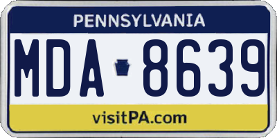 PA license plate MDA8639