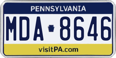 PA license plate MDA8646