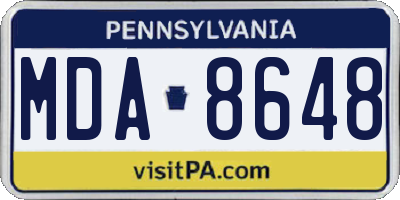 PA license plate MDA8648