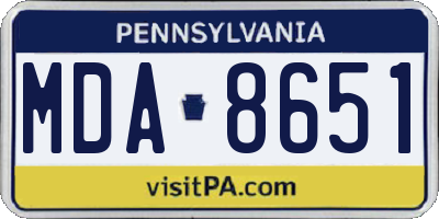 PA license plate MDA8651