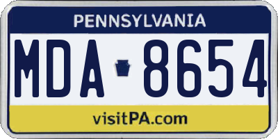 PA license plate MDA8654