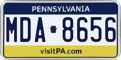 PA license plate MDA8656