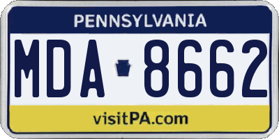 PA license plate MDA8662