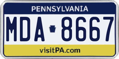 PA license plate MDA8667