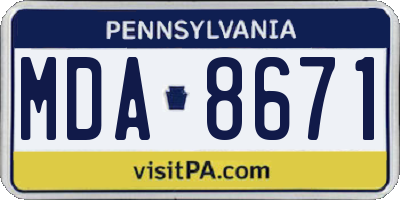 PA license plate MDA8671