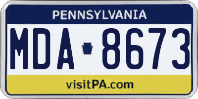 PA license plate MDA8673