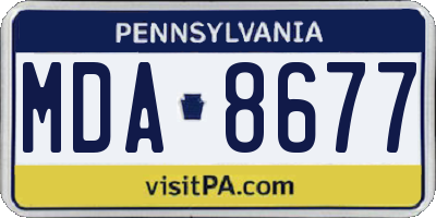 PA license plate MDA8677