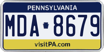PA license plate MDA8679