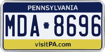 PA license plate MDA8696