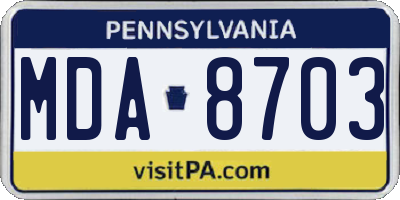 PA license plate MDA8703