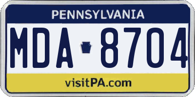 PA license plate MDA8704
