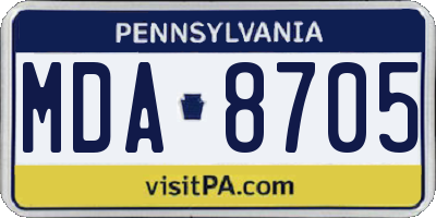 PA license plate MDA8705