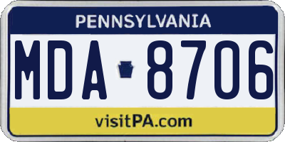 PA license plate MDA8706