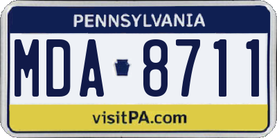 PA license plate MDA8711
