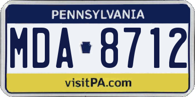 PA license plate MDA8712