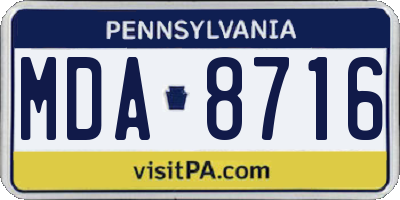 PA license plate MDA8716