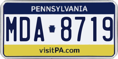 PA license plate MDA8719
