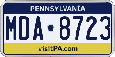 PA license plate MDA8723