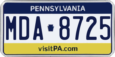 PA license plate MDA8725