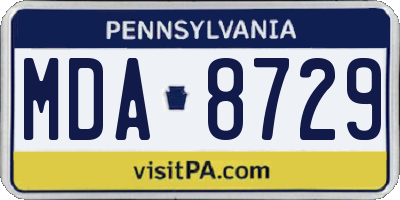 PA license plate MDA8729