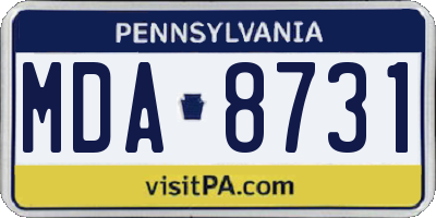 PA license plate MDA8731