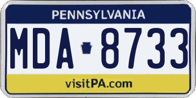 PA license plate MDA8733