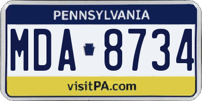 PA license plate MDA8734