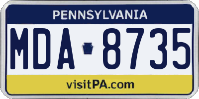PA license plate MDA8735