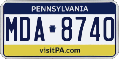 PA license plate MDA8740