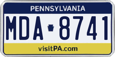 PA license plate MDA8741