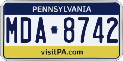 PA license plate MDA8742