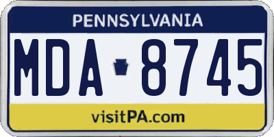 PA license plate MDA8745