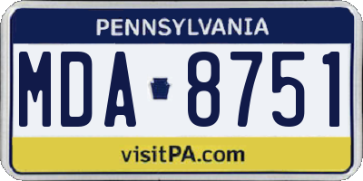 PA license plate MDA8751
