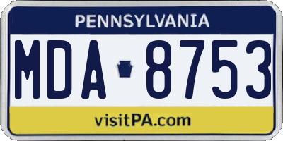 PA license plate MDA8753