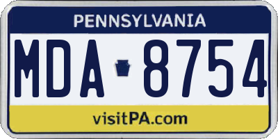 PA license plate MDA8754