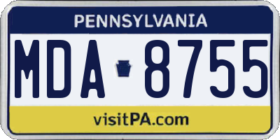PA license plate MDA8755